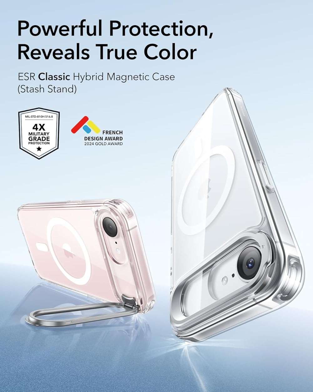 ESR for iPhone 17e Case & iPhone 16e Case with Stash Stand, Compatible with MagSafe, Military-Grade Drop Protection Magnetic Phone Case for iPhone 17e/iPhone 16e, Scratch-Resistant Back Cover,Clear - Image 2