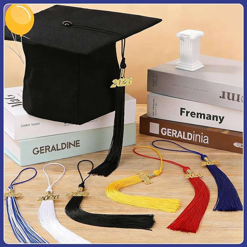 25 Pieces 2026 Graduation Tassel Bulk,Graduation Cap Tassels Decoration with 2026 Year Gold Date Charms,Grad Gifts for 2026 Year Grad Ceremonies Souvenir Class of 2026 for Grad Cap (Blue and White) - Image 2