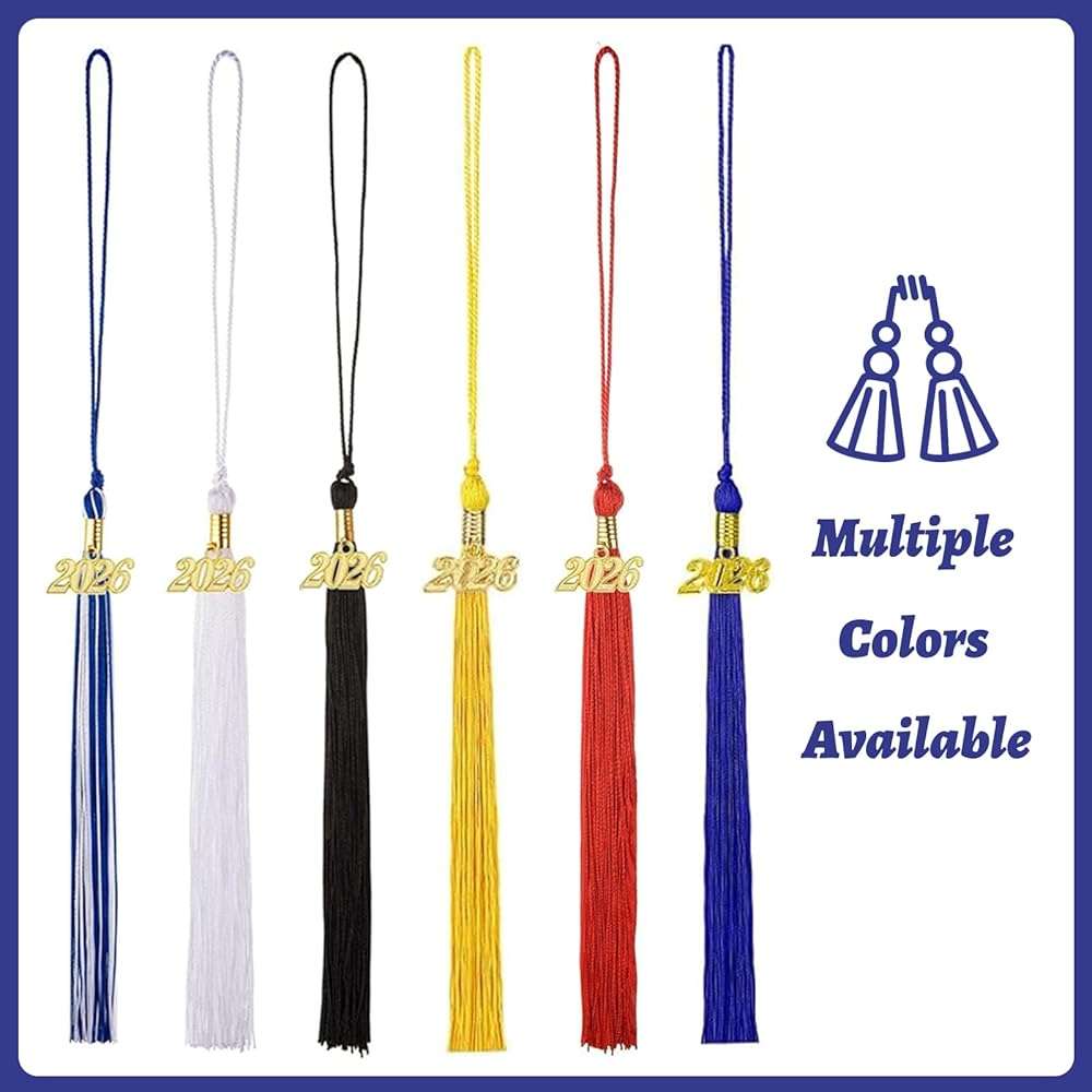 25 Pieces 2026 Graduation Tassel Bulk,Graduation Cap Tassels Decoration with 2026 Year Gold Date Charms,Grad Gifts for 2026 Year Grad Ceremonies Souvenir Class of 2026 for Grad Cap (Blue and White) - Image 5