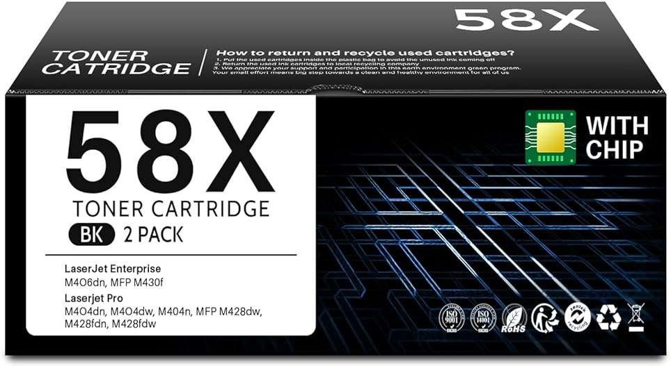 INK4U 58X Toner Cartridge Black Compatible Replacement for 58X CF258X Toner Cartridge 58A CF258A for LaserJet Pro M404dn M404dw M404n, MFP M428fdw M428dw M428fdn Printer (Black 2-Pack) - Image 1