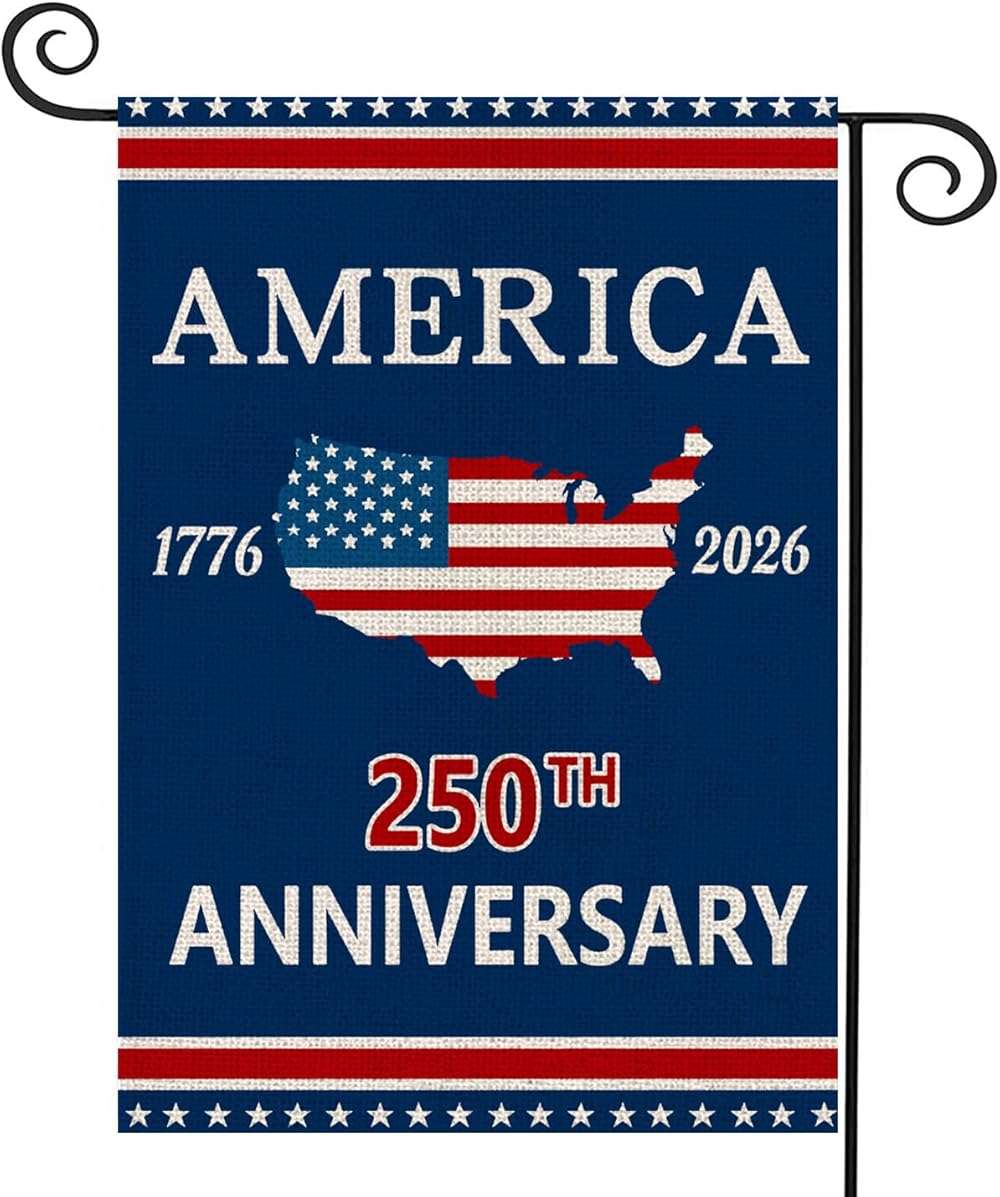 250 Anniversary Usa Garden Flags for Outside, 250 Anniversary USA Flag with Map Design, 1776-2026 Patriotic 4th of July Decorations Yard Sign Double-Sided Waterproof Flag 12x18 Inch 250 Year American Flag - Image 1