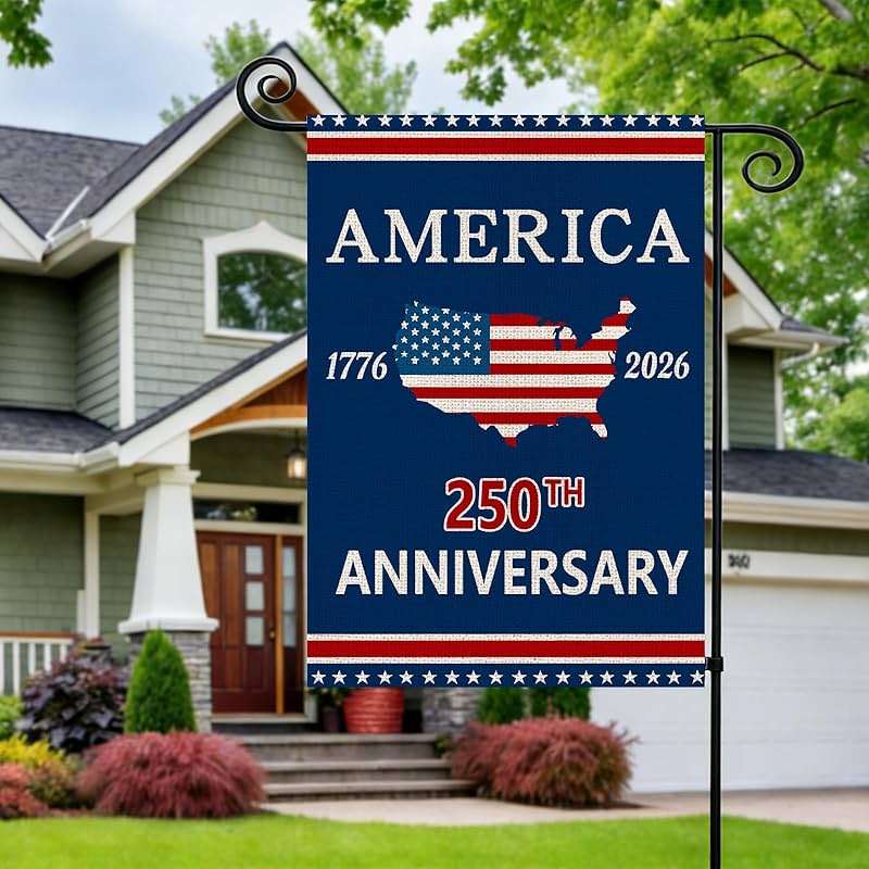 250 Anniversary Usa Garden Flags for Outside, 250 Anniversary USA Flag with Map Design, 1776-2026 Patriotic 4th of July Decorations Yard Sign Double-Sided Waterproof Flag 12x18 Inch 250 Year American Flag - Image 2
