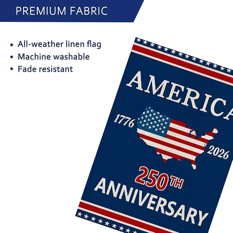 250 Anniversary Usa Garden Flags for Outside, 250 Anniversary USA Flag with Map Design, 1776-2026 Patriotic 4th of July Decorations Yard Sign Double-Sided Waterproof Flag 12x18 Inch 250 Year American Flag - Image 5