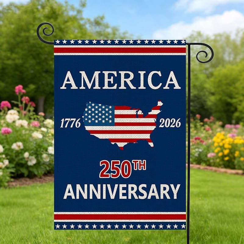 250 Anniversary Usa Garden Flags for Outside, 250 Anniversary USA Flag with Map Design, 1776-2026 Patriotic 4th of July Decorations Yard Sign Double-Sided Waterproof Flag 12x18 Inch 250 Year American Flag - Image 7