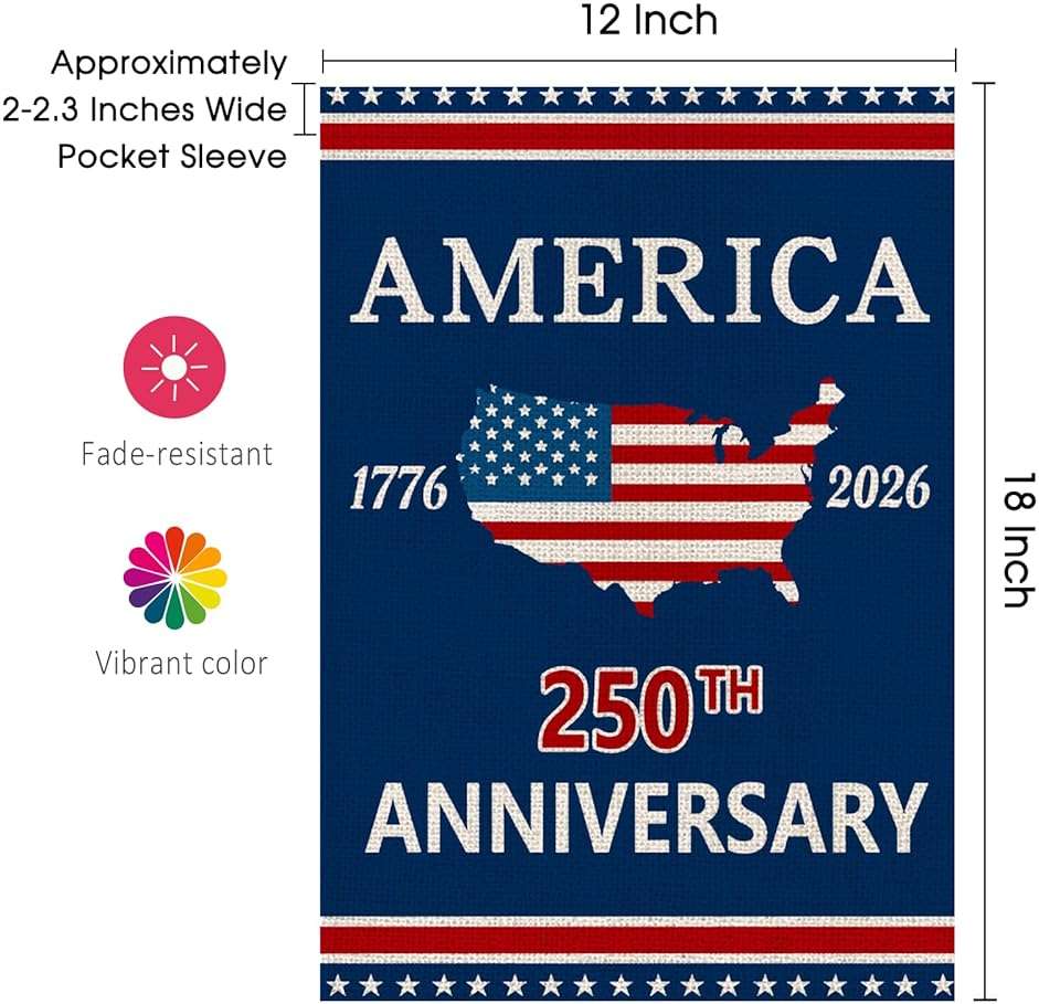 250 Anniversary Usa Garden Flags for Outside, 250 Anniversary USA Flag with Map Design, 1776-2026 Patriotic 4th of July Decorations Yard Sign Double-Sided Waterproof Flag 12x18 Inch 250 Year American Flag - Image 8