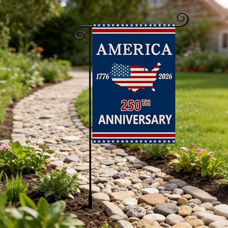 250 Anniversary Usa Garden Flags for Outside, 250 Anniversary USA Flag with Map Design, 1776-2026 Patriotic 4th of July Decorations Yard Sign Double-Sided Waterproof Flag 12x18 Inch 250 Year American Flag - Image 9