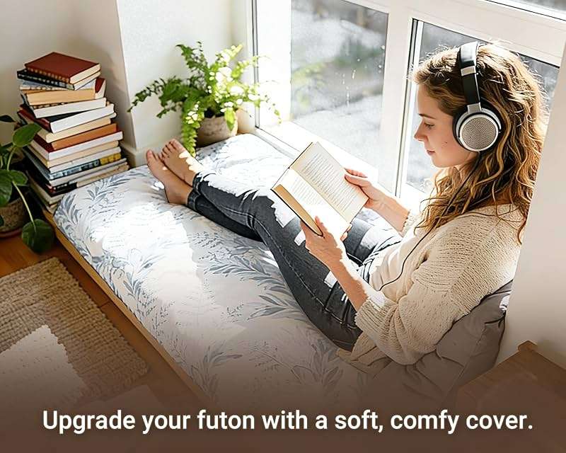 100% Cotton Futon Mattress Cover, Washable Japanese Floor Bed Protector with Zipper, Dust‑Proof Replacement Slipcover for Tatami Mat, Fits Up to 4-Inch Thick Mattresses, Full/Queen - Image 5