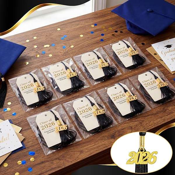 42 Sets Class of 2026 Graduation Tassels with 2026 Charms Cards and Gift Bags for Students Senior Ceremony Party Favors Bulk(Black) - Image 6