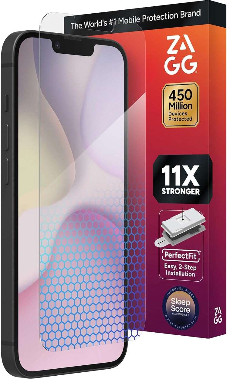 ZAGG XTR5 Screen Protector for iPhone 17e/ 16e/ 14/13/ 13 Pro - Glass, Blue Light Protection, 11X Stronger, Eyesafe CPF60 Tech, Anti-reflective Tech, Touch Sensitive Tempered Glass, Easy To Install - Image 1