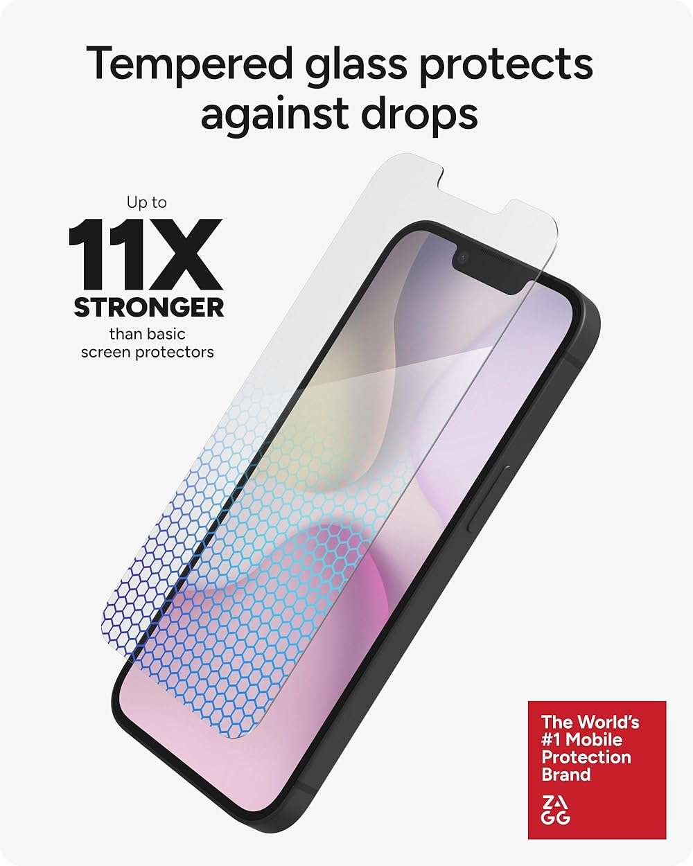 ZAGG XTR5 Screen Protector for iPhone 17e/ 16e/ 14/13/ 13 Pro - Glass, Blue Light Protection, 11X Stronger, Eyesafe CPF60 Tech, Anti-reflective Tech, Touch Sensitive Tempered Glass, Easy To Install - Image 3
