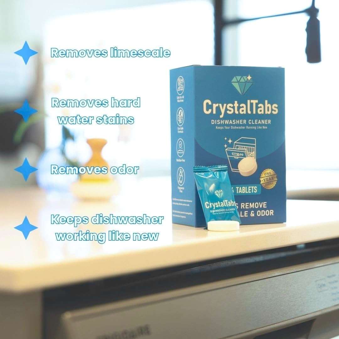 CrystalTabs Dishwasher Cleaner Tablets – Deep Clean Descaler – Fragrance-Free – Removes Lime Scale, Hard Water & Odor – 24 Count Year Supply - Image 4