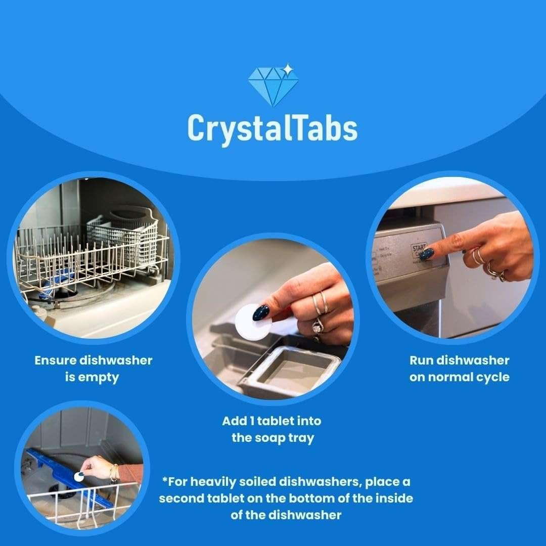 CrystalTabs Dishwasher Cleaner Tablets – Deep Clean Descaler – Fragrance-Free – Removes Lime Scale, Hard Water & Odor – 24 Count Year Supply - Image 5