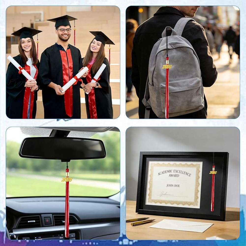 10Pcs 2026 Graduation Tassels, Red Black White Tassels for Graduation Cap, Class of 2026 Grad Memorial Tassel for Graduations Cap Decoration Craft College Graduates Ceremonies Party Favors Accessories - Image 7