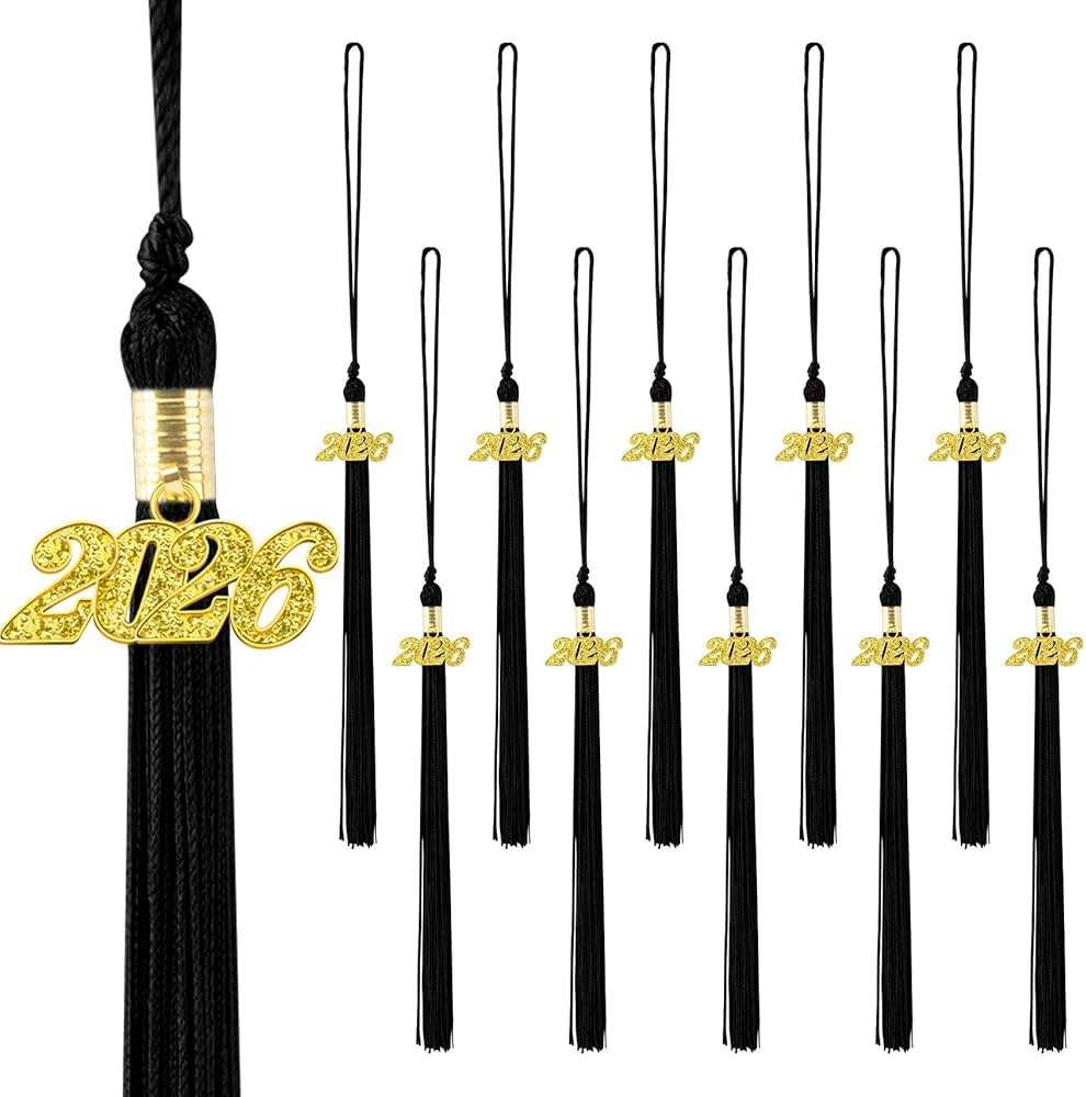 10 Pcs Graduation Tassels 2026, Black Tassels for Graduation Cap, Class of 2026 Grad Memorial Tassel for Graduations Cap Decorations Crafts College School Graduates Ceremonies Party Favors Accessories - Image 1