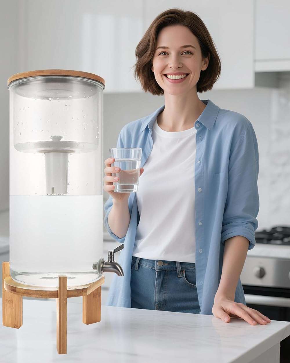 Glass Water Filter Pitcher,3.25 Gallon Water Filter Dispenser with Filter,BPA-Free,Reduces Chlorine and More,Softens the Water,Large Clearly Filtered Water Pitcher for Home,Office and Kitchen - Image 4