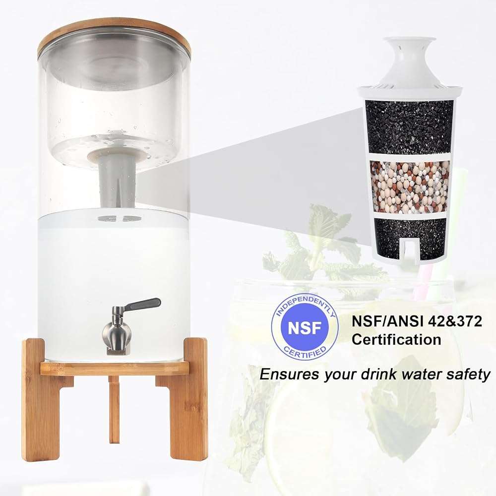 Glass Water Filter Pitcher,3.25 Gallon Water Filter Dispenser with Filter,BPA-Free,Reduces Chlorine and More,Softens the Water,Large Clearly Filtered Water Pitcher for Home,Office and Kitchen - Image 7