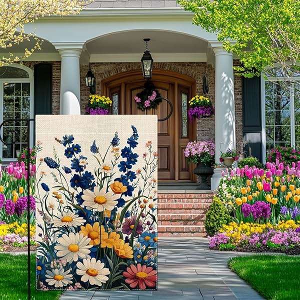 Spring Colorful Floral Garden Flag 12x18 Inch Double Sided Welcome Summer Small Daisy Flower Yard Outdoor Flag Holiday Outside Decoration - Image 2