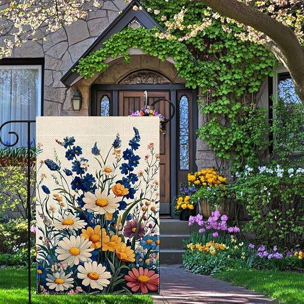 Spring Colorful Floral Garden Flag 12x18 Inch Double Sided Welcome Summer Small Daisy Flower Yard Outdoor Flag Holiday Outside Decoration - Image 6