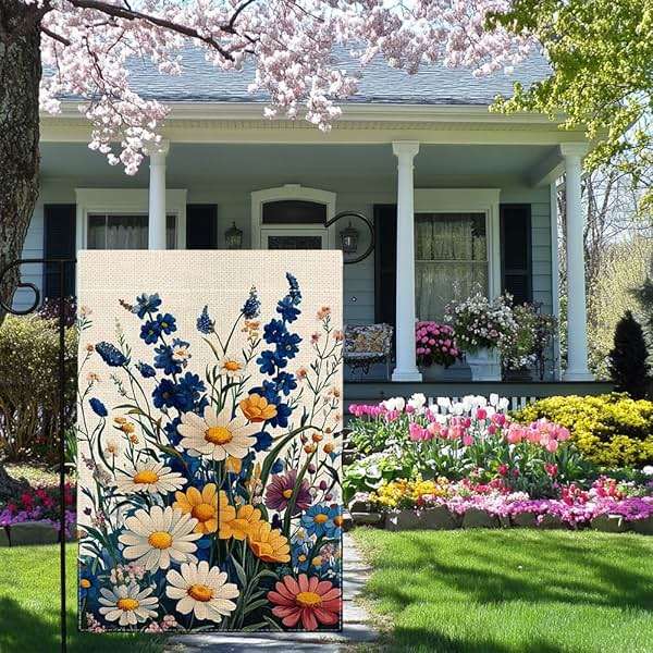 Spring Colorful Floral Garden Flag 12x18 Inch Double Sided Welcome Summer Small Daisy Flower Yard Outdoor Flag Holiday Outside Decoration - Image 8