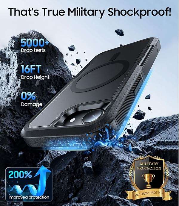 DEVISELOVE Magnetic for iPhone 17e Case Military-Grade Dual-Layer Shockproof, Rugged Heavy Duty Protective Cover [Compatible with Magsafe] Anti-Fingerprint Anti-Scratch 17e Phone Case 6.1”, Black - Image 2