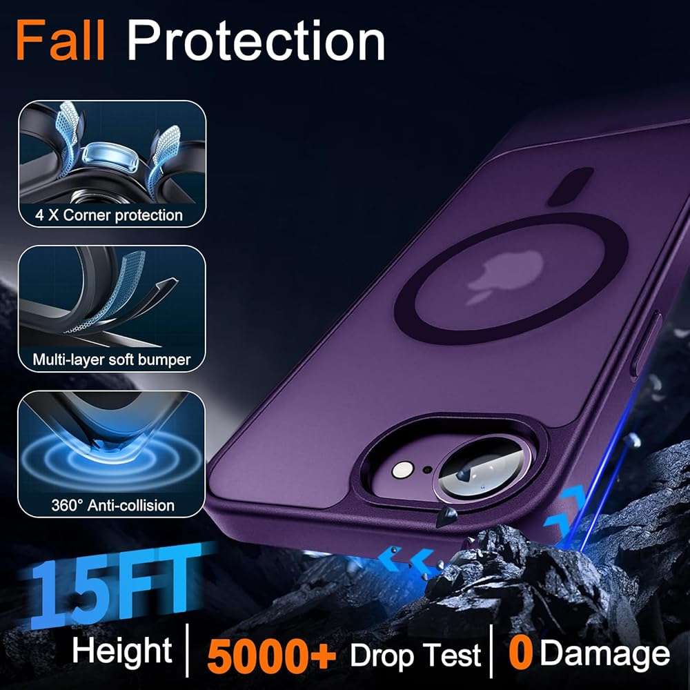 ZZYYQSL Magnetic for iPhone 17e Case & iPhone 16e Case with Privacy Screen Protector Built-in Camera Protector, Compatible with Magsafe, Shockproof Cover for i Phone 17 e / 16 e Woman Girls - Purple - Image 5