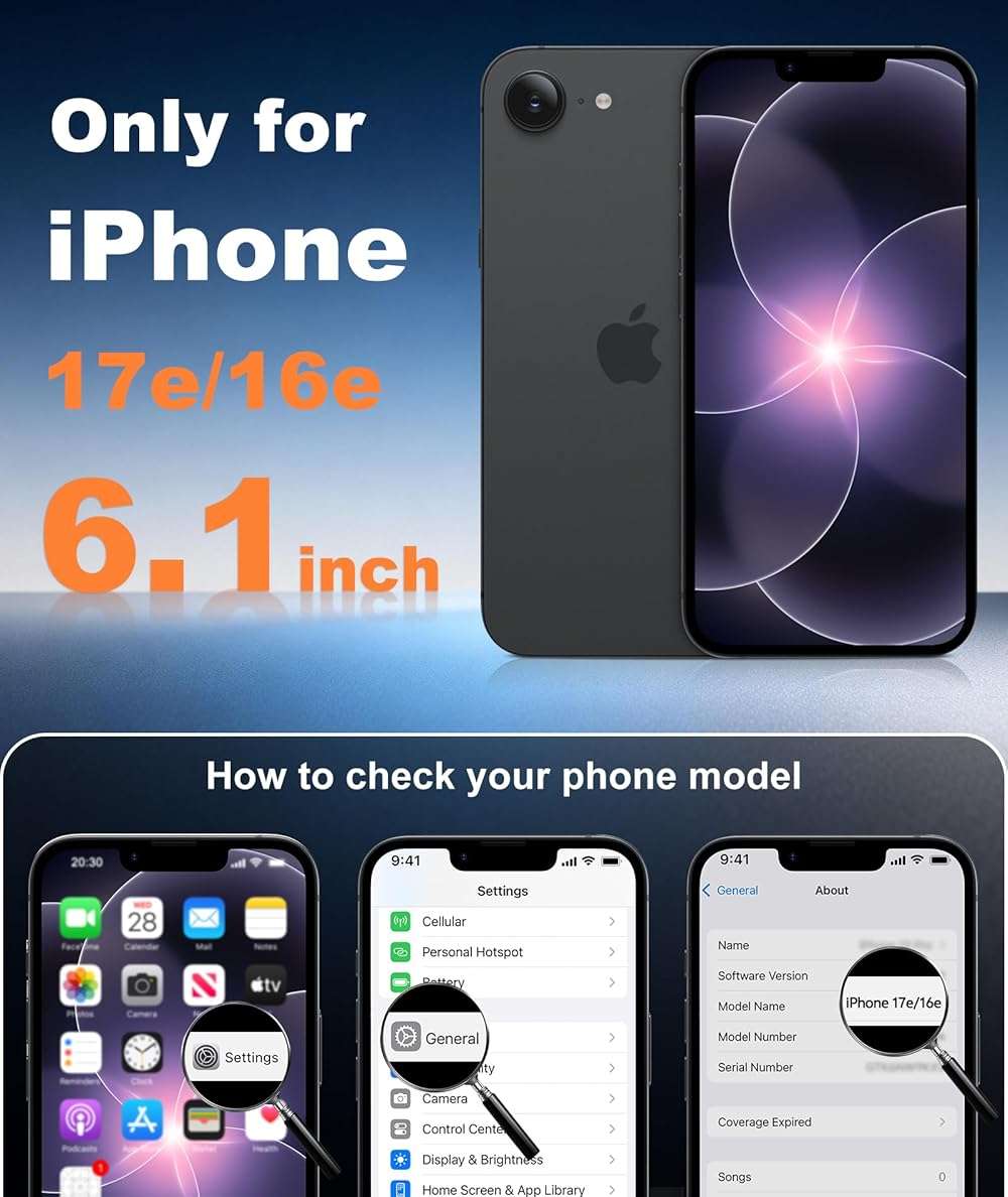 FNTCASE for iPhone 17e & iPhone 16e Case: [Compatible with Magsafe] Solid Matte Magnetic Phone Cover with [Full Camera Protection] [Screen Protector] Military Grade Shockproof Protective, Black - Image 2