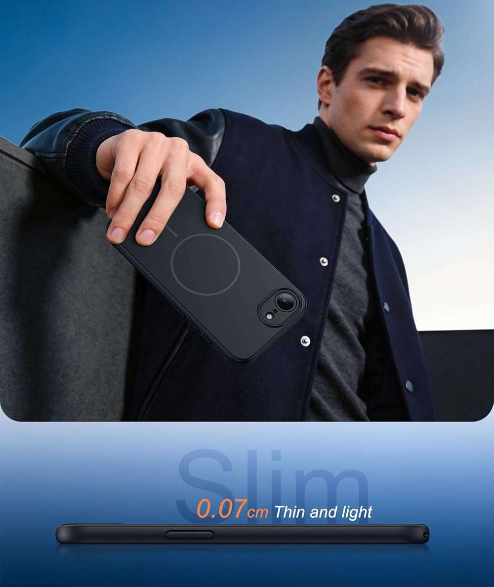 FNTCASE for iPhone 17e & iPhone 16e Case: [Compatible with Magsafe] Solid Matte Magnetic Phone Cover with [Full Camera Protection] [Screen Protector] Military Grade Shockproof Protective, Black - Image 7