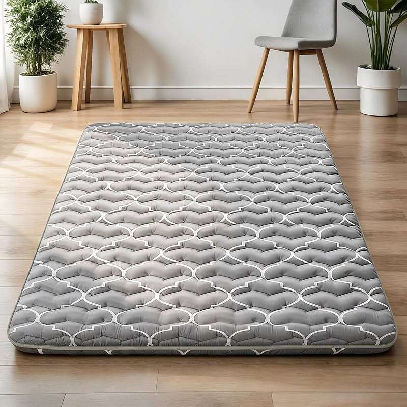 CypherX Thick Japanese Floor Futon Mattress Queen Size, 5-Layer Twin Japanese Tatami Mat Floor Bed Foldable Roll Up Sleeping Pad for Dorm, Bedroom or Guest Room, Boys Girls Dormitory Pads - Image 1