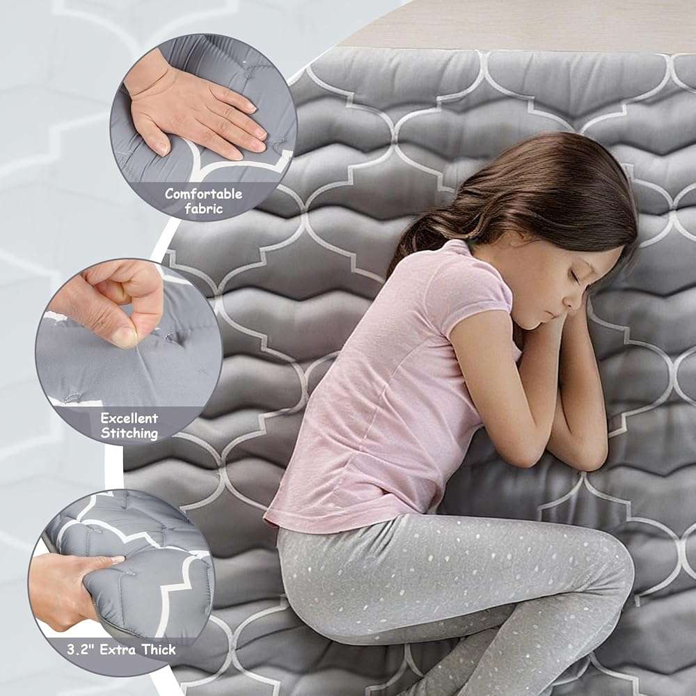 CypherX Thick Japanese Floor Futon Mattress Queen Size, 5-Layer Twin Japanese Tatami Mat Floor Bed Foldable Roll Up Sleeping Pad for Dorm, Bedroom or Guest Room, Boys Girls Dormitory Pads - Image 3