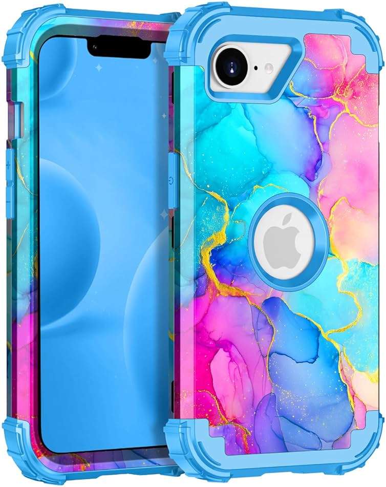 Casetego for iPhone 17e Case,iPhone 16e Case,Three Layer Heavy Duty Sturdy Shockproof Protection Full Rugged Hard PC+Soft TPU Bumper Protective Girls Case for iPhone 17e/16e 6.1 inch,Colorful - Image 1
