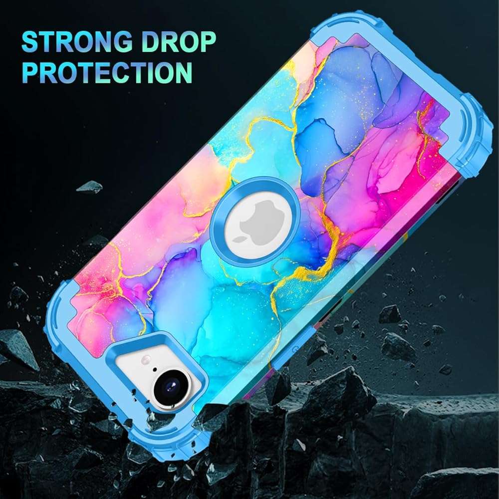 Casetego for iPhone 17e Case,iPhone 16e Case,Three Layer Heavy Duty Sturdy Shockproof Protection Full Rugged Hard PC+Soft TPU Bumper Protective Girls Case for iPhone 17e/16e 6.1 inch,Colorful - Image 5