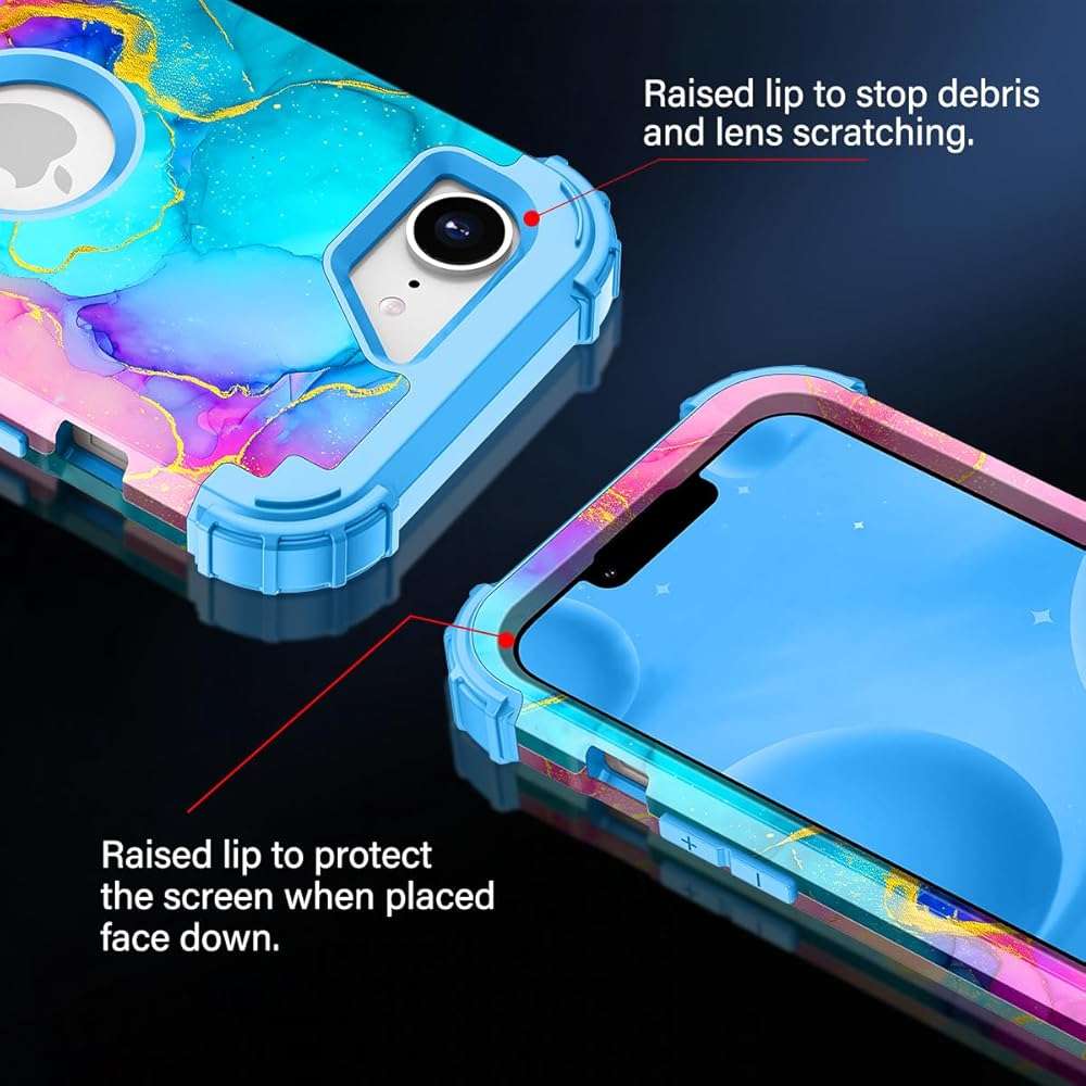 Casetego for iPhone 17e Case,iPhone 16e Case,Three Layer Heavy Duty Sturdy Shockproof Protection Full Rugged Hard PC+Soft TPU Bumper Protective Girls Case for iPhone 17e/16e 6.1 inch,Colorful - Image 6