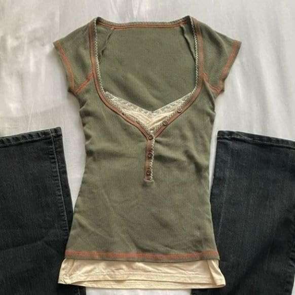 Y2k Fairy Grunge 2000s Short Sleeve Top Whimsy Twee Harajuku Emo Scene Clothes Vintage Mcbling Alt Fairycore Shirt - Image 2