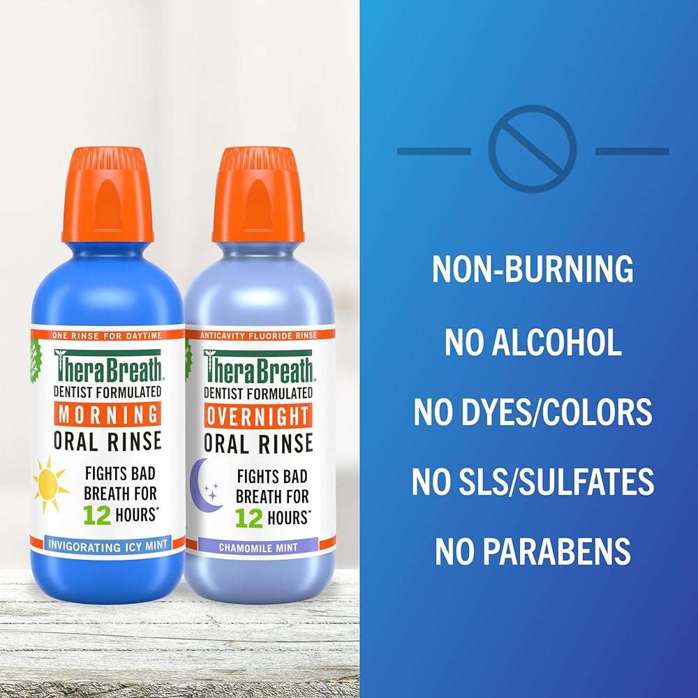 TheraBreath AM + PM Mouthwash Bundle, Morning & Overnight Rinses, 16 fl oz (2-Pack) - Image 6