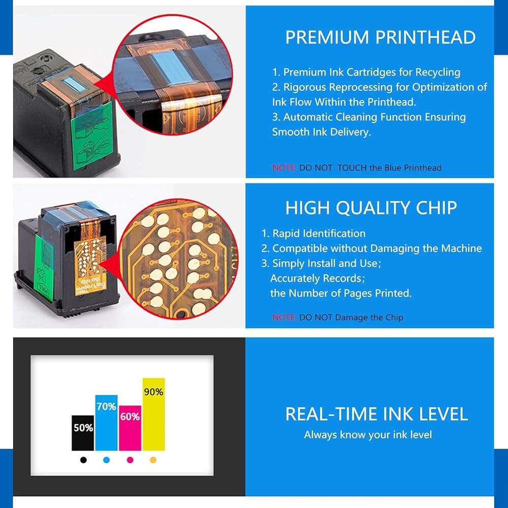 NanCxin 68XL Ink Cartridge Compatible with HP 68 Tri-Colour Ink Cartridges Replacement for HP Ink 68 68e Printer, Compatible with HP Envy 6100e 6152e 6155e 6500e 6552e 6555e (1 Pack) - Image 4
