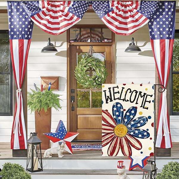AVOIN colorlife 4th of July Patriotic Garden Flag 12x18 Inch Double Sided Outside, Memorial Day Welcome Floral Daisy Yard Outdoor Decoration - Image 4