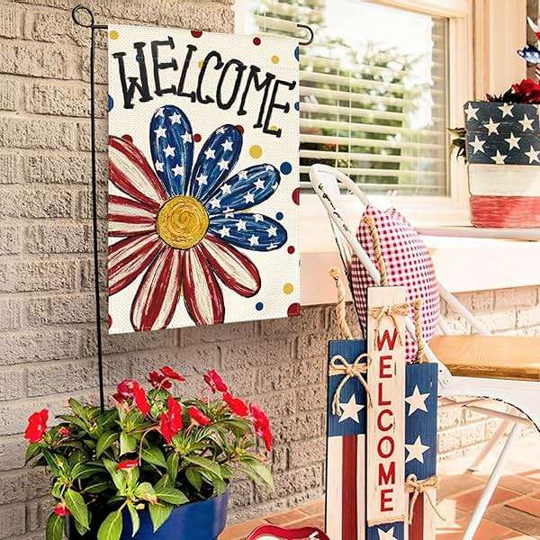 AVOIN colorlife 4th of July Patriotic Garden Flag 12x18 Inch Double Sided Outside, Memorial Day Welcome Floral Daisy Yard Outdoor Decoration - Image 5