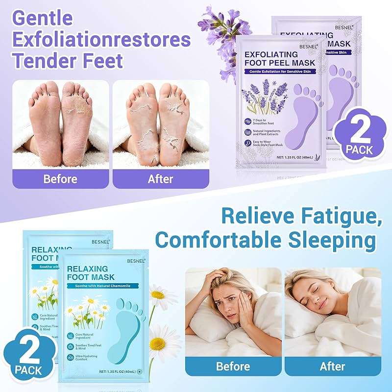 8 Pack Moisturizing Foot Mask,Hydrating Foot Masks for Dry Cracked Feet,Soothing Dry Skin Moisturizer Socks for Baby Soft Feet,Teacher Appreciation Gifts,Foot Care Spa Gifts for Women Men(4 Styles) - Image 3