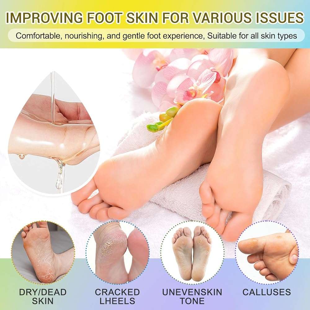 8 Pack Moisturizing Foot Mask,Hydrating Foot Masks for Dry Cracked Feet,Soothing Dry Skin Moisturizer Socks for Baby Soft Feet,Teacher Appreciation Gifts,Foot Care Spa Gifts for Women Men(4 Styles) - Image 5