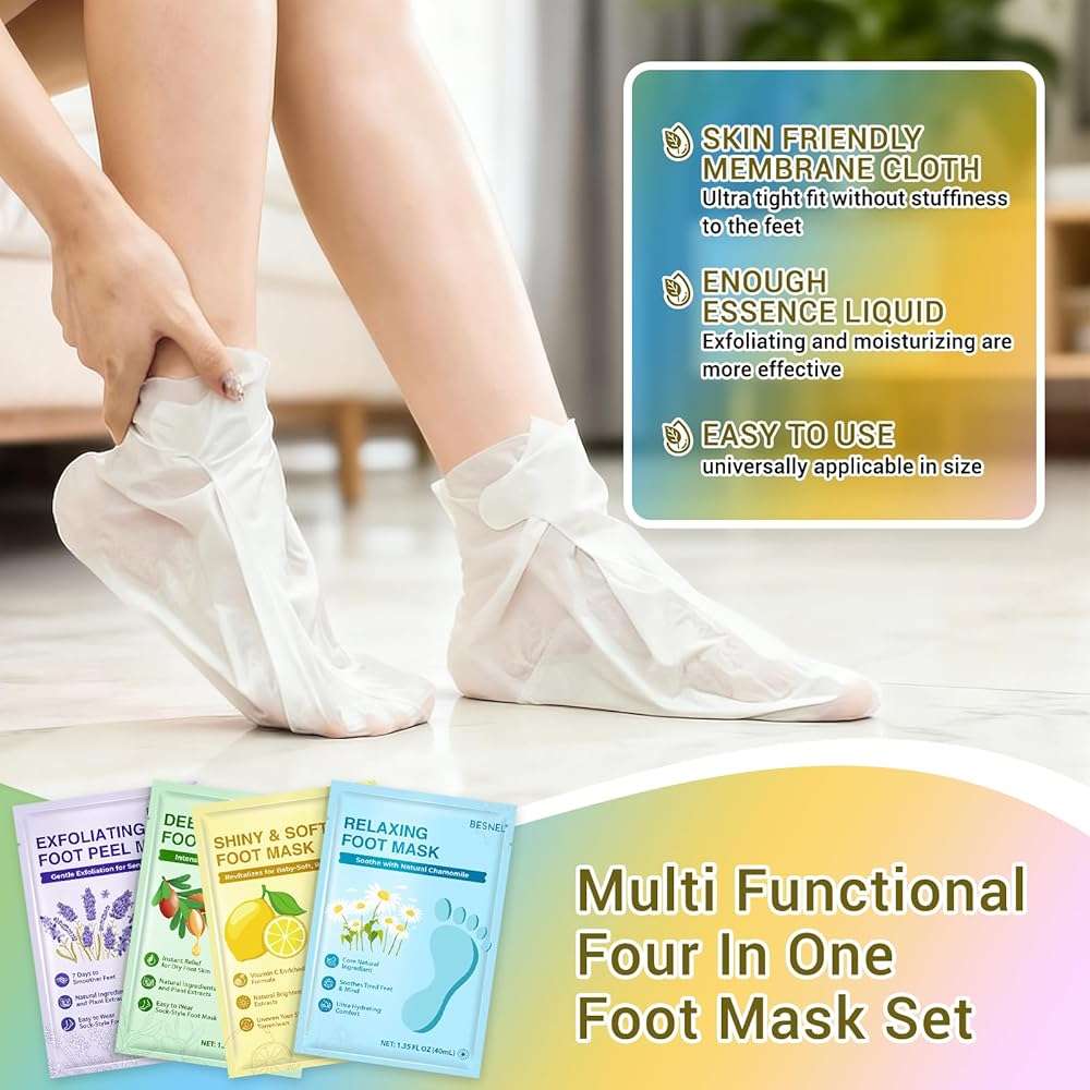 8 Pack Moisturizing Foot Mask,Hydrating Foot Masks for Dry Cracked Feet,Soothing Dry Skin Moisturizer Socks for Baby Soft Feet,Teacher Appreciation Gifts,Foot Care Spa Gifts for Women Men(4 Styles) - Image 6