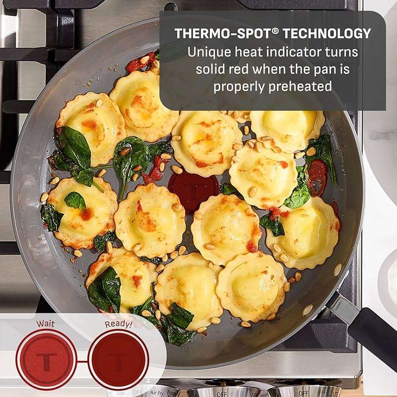 T-Fal Ultimate Hard Anodized 12-Piece Ceramic Nonstick Cookware Set, Oven Safe Up to 400°F, Ceramic Pots and Pans Set, Frying Pans, Saucepan, Stockpot, Cooking Utensils, Stone - Image 5