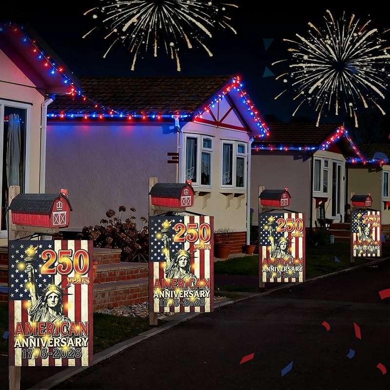 FLAGMESAGE Lighted 250th Anniversary USA Garden Flag for Outside, Solar Led Double-sided Patriotic Banner with 1776-2026 250 Years of American Freedom Design for Independence Day, July 4th Decor (LED Statue of Liberty, 12 x 18 Inch) - Image 7