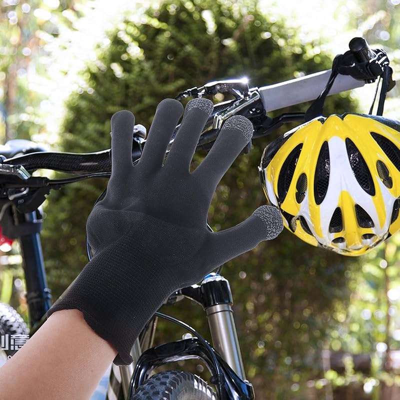 Abaodam Breathable Nylon Cycling Gloves for Men with Anti-Slip Dots, UV Sun Protection, Touchscreen Compatible Summer Outdoor Riding Glove for Sweaty Hands - Image 6