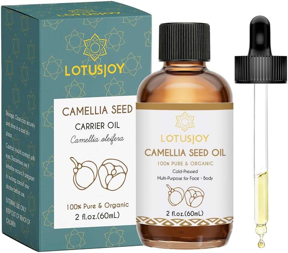 LOTUSJOY Camellia Seed Oil, 100% Pure & Organic, Cold-Pressed, Multi-Purpose for Face and Body, 2 fl oz (60mL) - Image 1
