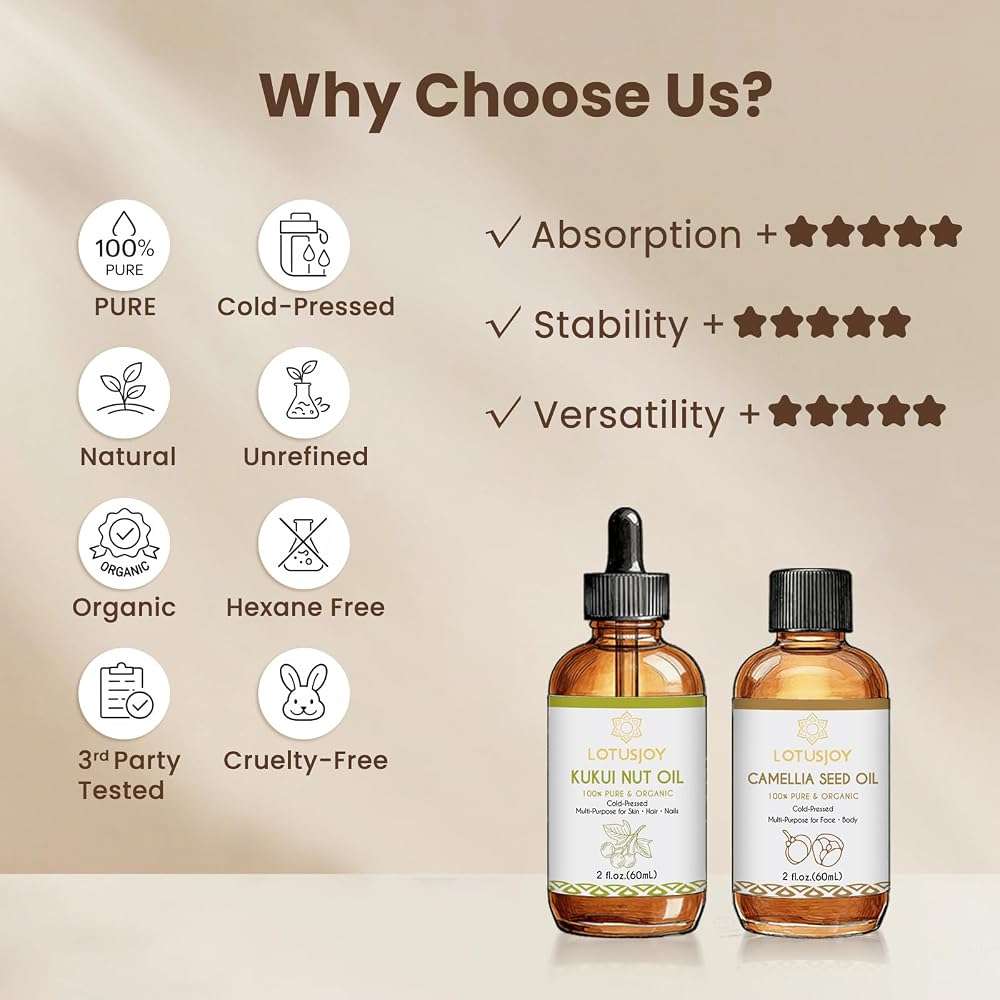 LOTUSJOY Camellia Seed Oil, 100% Pure & Organic, Cold-Pressed, Multi-Purpose for Face and Body, 2 fl oz (60mL) - Image 8