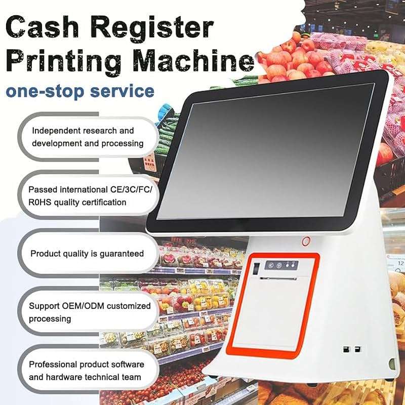 LYJIANGXIN Mobile Tablet Pos Cash Register Monitor, 15.6in Square Terminal, Touch Screen Pos Systems, 128GB SSD, 8GB Memory, Thermal Printer Point of Sale System for Small Business, Restaurant - Image 3