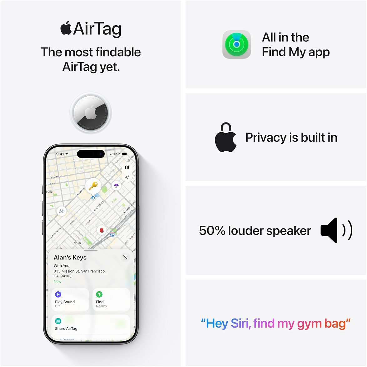 Apple AirTag (2nd Generation) - 4 Pack: Tracker for Keychain, Wallet, and More; Locator with Sound; Simple One-Tap Setup with iPhone or iPad; Key Finder with up to 1.5X Precision Finding Range* - Image 5