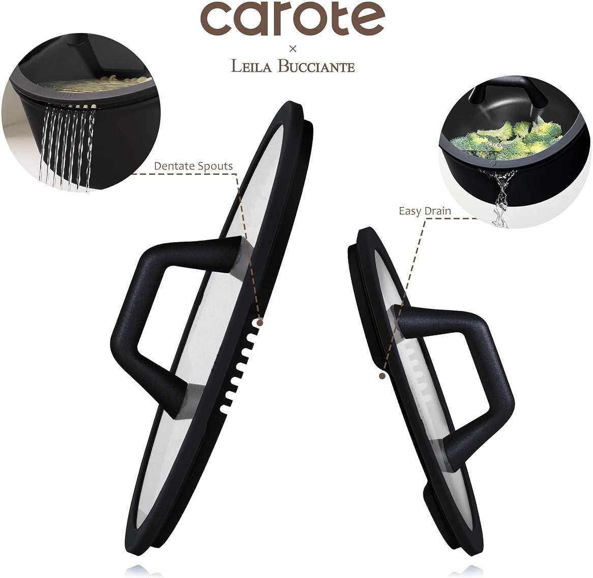 CAROTE 28PCS Pots and Pans Set, Nonstick Cookware Set Kitchen Non Stick Induction Titanium Cookware Non-toxic Granite Cooking set, PFOA Free, Black - Image 5
