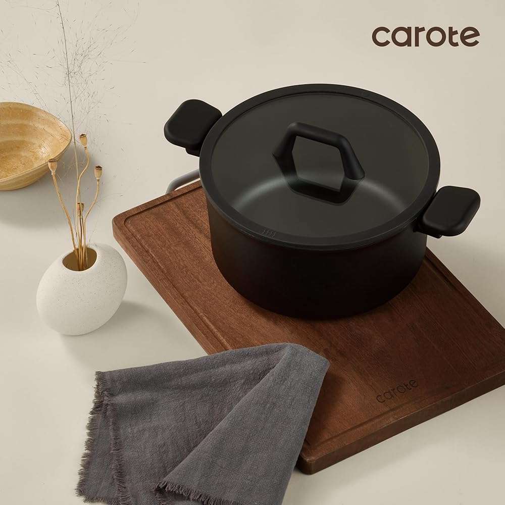 CAROTE 28PCS Pots and Pans Set, Nonstick Cookware Set Kitchen Non Stick Induction Titanium Cookware Non-toxic Granite Cooking set, PFOA Free, Black - Image 9