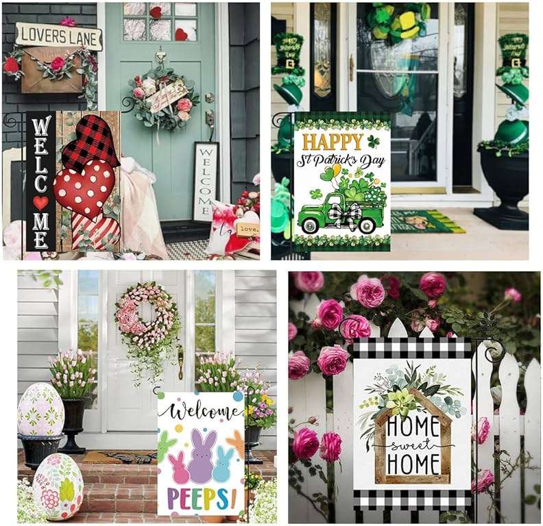 Yileqi Garden Flag Set of 12 Double Sided Double Stitched 12x18 Inch, Seasonal & Holiday Yard Flags for Outside, All Seasons, 7 Major Holidays, Home Sweet Home Decor for Patio Lawn - Image 6